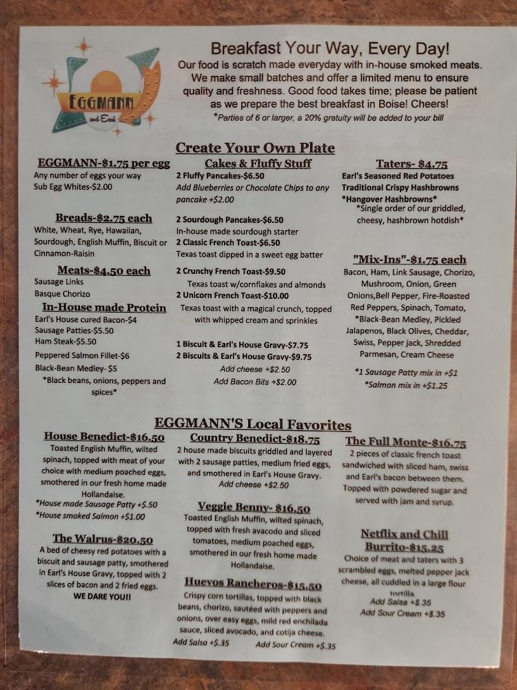 Egg Mann and Earl Menu image 1